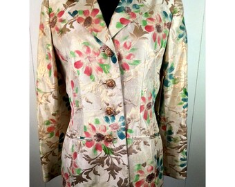 80s Vintage Collection by Mary McFadden Floral Brocade Fitted Jacket NWT Size 8