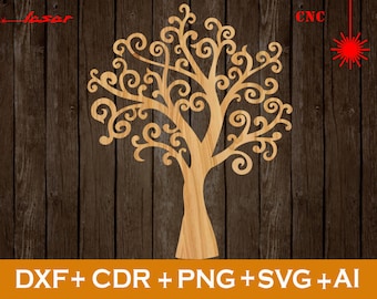 Laser cut Pano Tree Lasercut DXF, Home Decor, Tree Patterns, Tree Wall Hanging CDR, File CNC, Svg, Ai, Png, Dxf, Pannelli a parete, Modelli di taglio