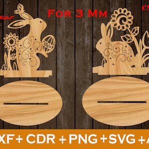 Easter Bunny SVG, Pasen Laser Cut SVG, Pasen Glowforge SVG, Pasen ornamenten SVG, Vector CNC-bestand, hout Bunny SVG, laser gesneden hout Bunny 3m