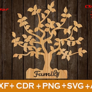 Drzewo genealogiczne wiszące na ścianie, wycinane laserowo drzewo Pano Lasercut DXF, wystrój domu, wzory drzew, plik CNC, Svg, Ai, Png, DXF, panele ścienne