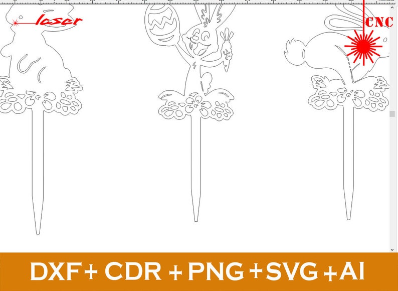 Set di 8 fantastici tagli laser di Pasqua, giardino di Pasqua in formato SVG, file in formato SVG CNC, Pasqua in formato SVG, ornamenti di Pasqua in formato SVG, file cnc vettoriale, coniglietto in legno tagliato al laser immagine 3