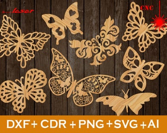 8 gelaagde vlinders SVG-bundel | Butterfly SVG Bundel | Butterfly Clipart Gelaagde Cut Files voor Cricut Butterfly Dxf Bundle Download
