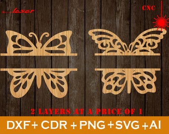 Butterfly SVG, Butterfly Split Naam SVG, Butterfly SVG Bundle, Butterfly Clipart gelaagde cut bestanden, Butterfly Dxf Bundel downloaden