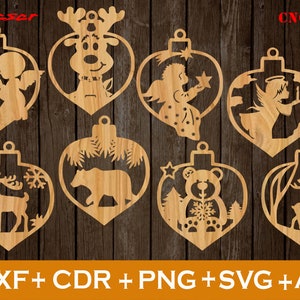 Amazing Christmas ornament svg, Set of 8 Christmas Decoration file CNC,Christmas Ornaments SVG , Vector cnc file, laser cut file deco