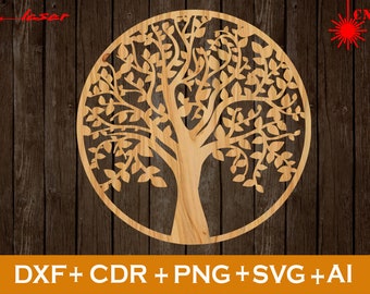 Olive Tree Svg, Lasergesneden Pano Tree Lasercut DXF, Home Decor, Boompatronen, Tree Wall Hanging CDR, CNC-bestand, Svg, Ai, Png, Dxf