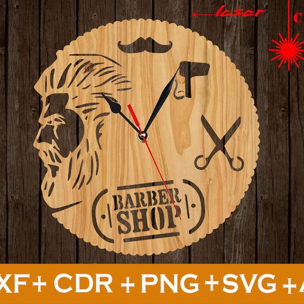 Wooden Barber Shop Clock Etsy