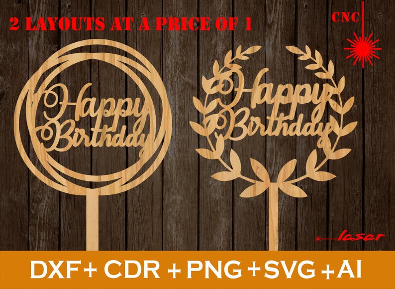 Laser cut Birthday cake topper Birthday vector Svg Happy Etsy