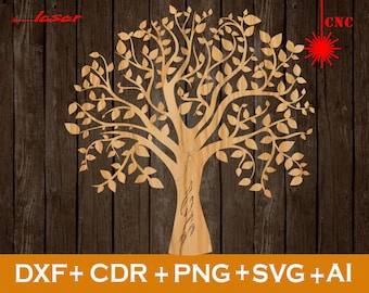Laser cut Pano Tree Lasercut DXF, Home Decor, Tree Patterns, Tree Wall Hanging CDR, CNC file, Svg, Ai, Png, Dxf, Wall Panels, Cut Templates