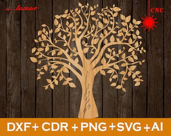 Lasergesneden Pano Tree Lasercut DXF, Home Decor, Boompatronen, Boommuur hangende CDR, CNC-bestand, Svg, Ai, Png, Dxf, Wandpanelen, Snijsjablonen