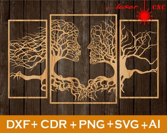 Laser cut, Lasercut files, laser Home Decor, Tree Patterns, Tree Hanging CDR, laser CNC file, Svg, Ai, Png, Dxf, Wall Panels, Cut Templates