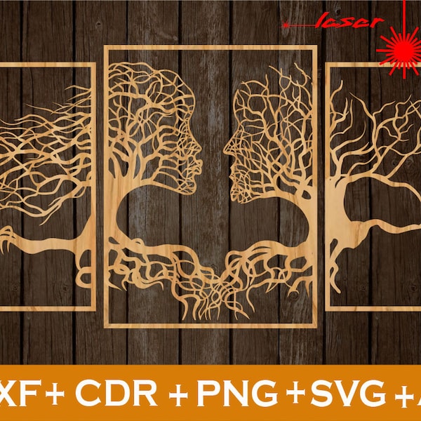 Laser cut, Lasercut files, laser Home Decor, Tree Patterns, Tree Hanging CDR, laser CNC file, Svg, Ai, Png, Dxf, Wall Panels, Cut Templates