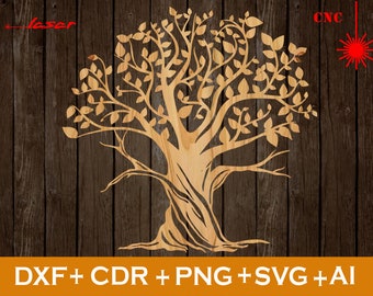 Olijfboom Svg, Lasergesneden Pano Tree Lasercut DXF, Home Decor, Boompatronen, Boommuur hangende CDR, CNC-bestand, Svg, Ai, Png, Dxf