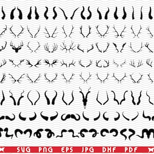 SVG Horns, Black silhouette, Digital clipart, Files eps, jpg, Horns Design vector, Instant download  svg, png, dxf  for Cricut