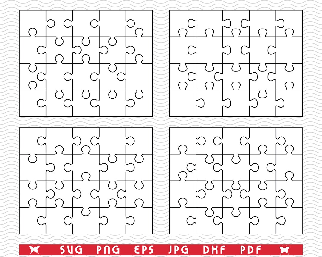 Four Jigsaw Puzzles SVG for Cricut, Silhouette, Inkspace, Scanncut