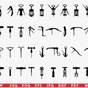 SVG Corkscrews, Black silhouette, Digital clipart, Files eps, jpg, Corkscrews Design vector, Instant download  svg, png, dxf  for Cricut