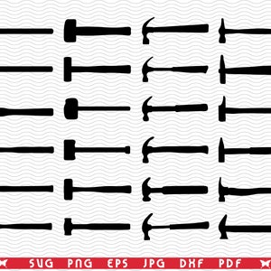 SVG Hammers, Black silhouette digital clipart, Files eps, jpg, Hammers design vector, Instant download svg, png, dxf for Cricut