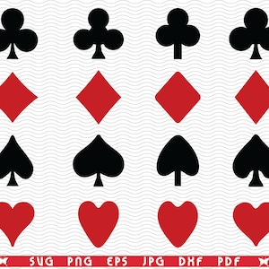 SVG Playing Card, Symbols Silhouettes digital clipart, Files eps, jpg, Playing Card design vector, Instant download svg, png, dxf for Cricut