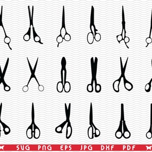 SVG Scissors,  Black silhouette digital clipart, Files eps, jpg, Scissors icons design vector, Instant download svg, png, dxf for Cricut