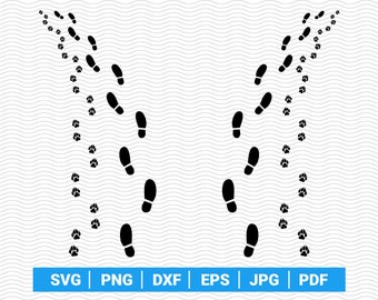 Spuren Mensch & Hund SVG für Cricut, Silhouette, Inkspace, ScanNCut, svg Footprints, Sofort download ZIP Datei: SVG, Png, Dxf, Eps, Jpg, Pdf