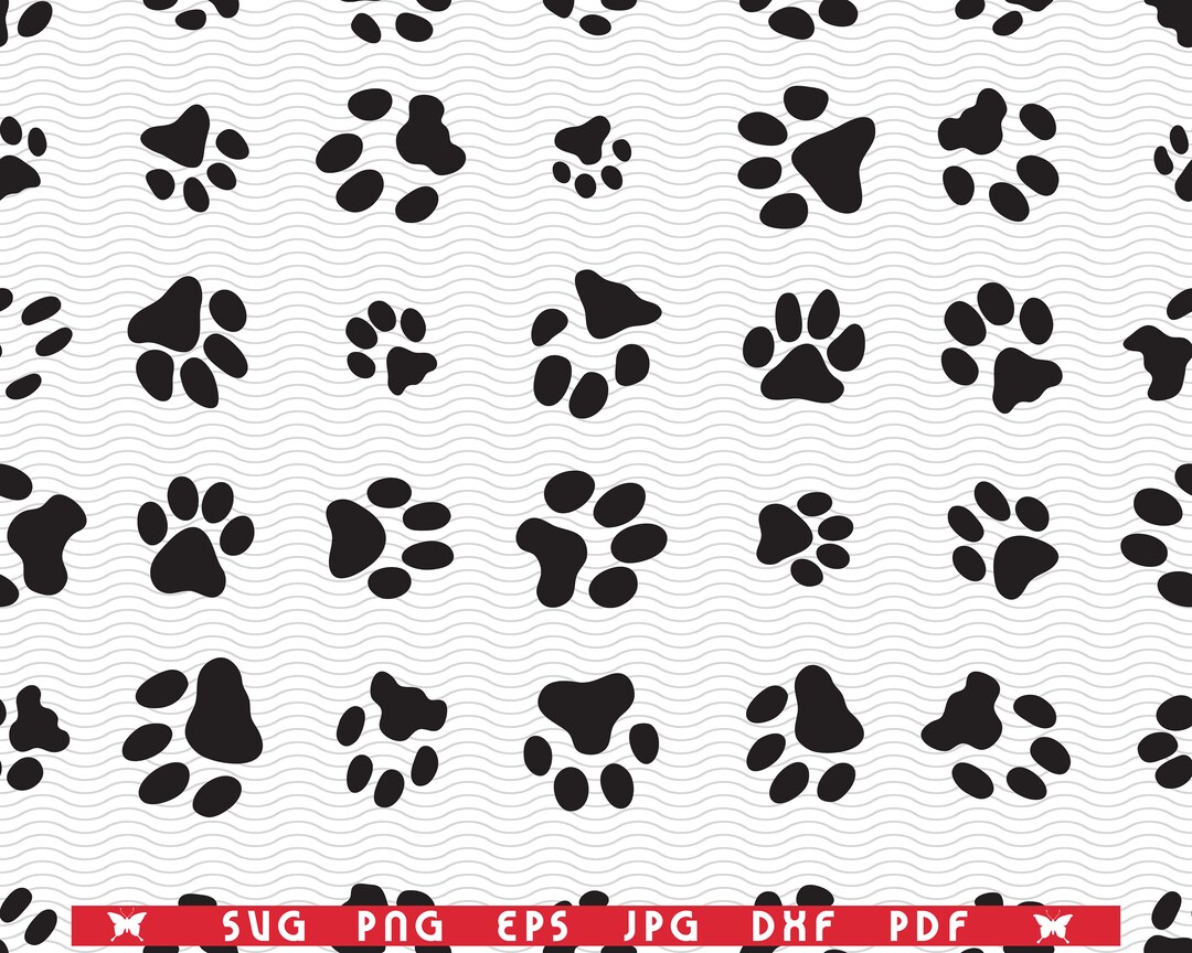 SVG Dog Traces Paws Black Seamless Pattern Digital Clipart - Etsy