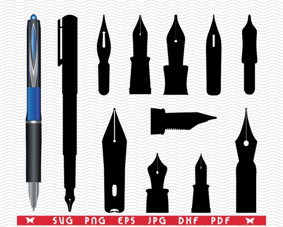 SVG Ink Pen Black Silhouettes Digital clipart Files eps jpg Ink Pen Design vector Instant download svg png dxf for Cricut