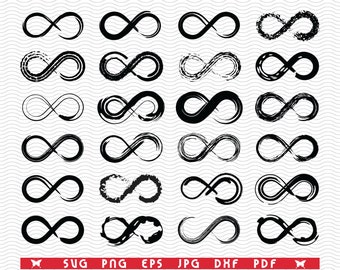 SVG Infinity, Loops , Black silhouette, Digital clipart, Files eps, jpg, Infinity Design vector, Instant download svg, png, dxf for Cricut