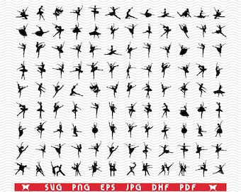 SVG  Ballerinas, Black Silhouettes, Digital clipart, Files eps, jpg, Ballerinas  design vector, Instant download  svg, png, dxf  for Cricut