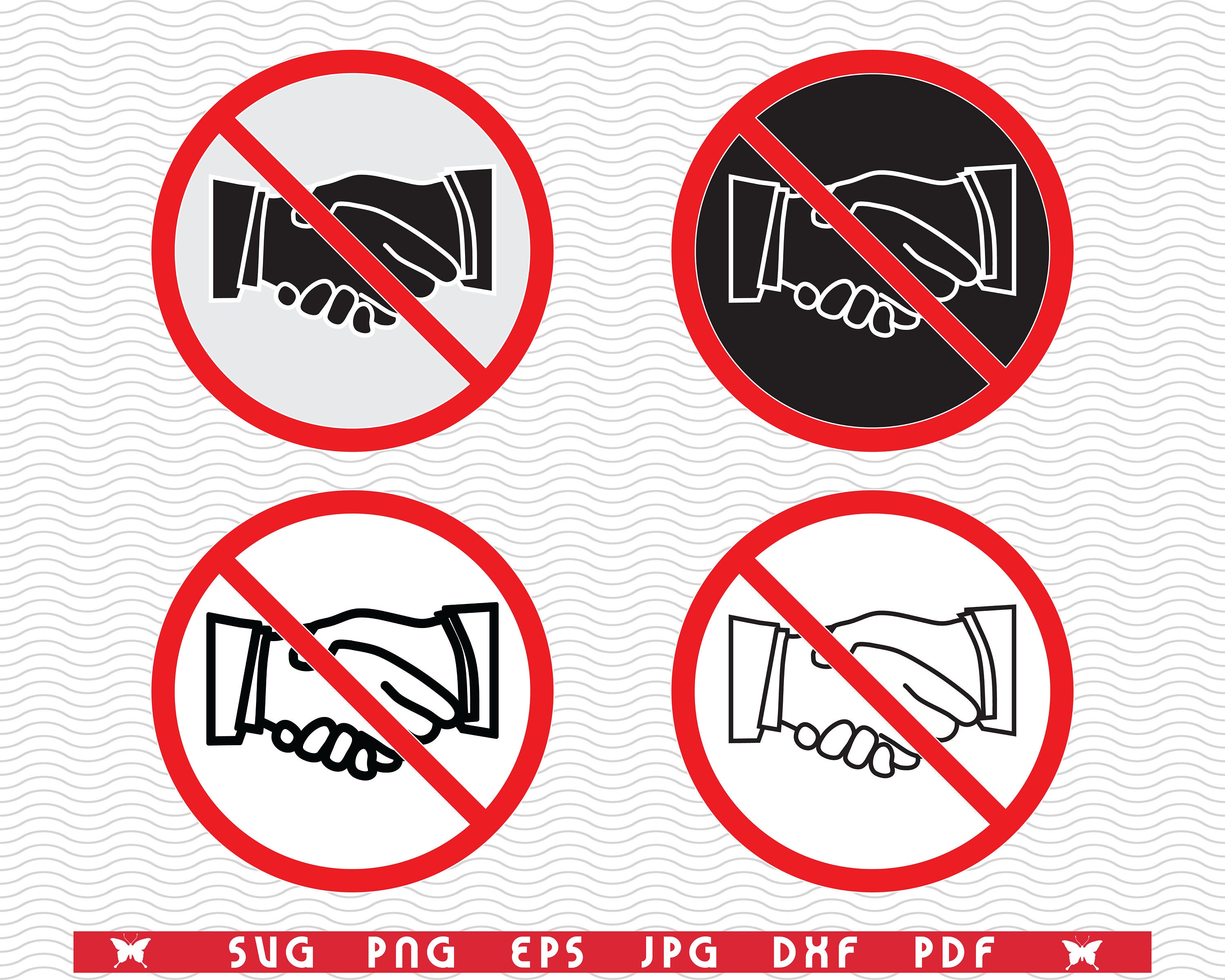 No Hand Over Sticker SVG No Handshake, Prohibiting Sign, Digital Clipart, Files Eps, Jpg ...