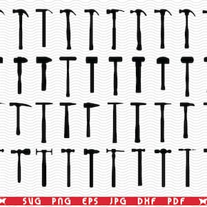 SVG Hammers, Black silhouette digital clipart, Files eps, jpg, Hammers design vector, Instant download svg, png, dxf for Cricut
