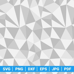 Könnte beinhalten: Ein geometrisches Muster aus Grautönen in Dreiecksform. Das Design zeigt ein sich wiederholendes Muster aus dreieckigen Formen, das eine moderne, abstrakte Ästhetik erzeugt. Das Bild enthält den Text "SVG | PNG | DXF | EPS | JPG | PDF" in einem blauen Balken unten.