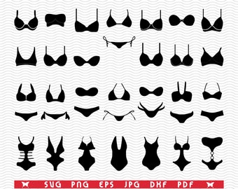 SVG  Swimwears Bikinis, Silhouettes digital clipart, Files eps, jpg, Bikinis Design vector, Instant download svg, png, dxf for Cricut