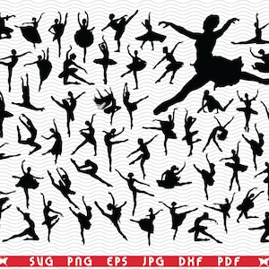 SVG  Ballerinas, Black Silhouettes, Digital clipart, Files eps, jpg, Ballerinas  design vector, Instant download  svg, png, dxf  for Cricut