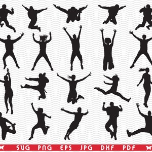 SVG Jumpers, Isolated Black Silhouettes digital clipart, Files eps, jpg, Jumping design vector, Instant download svg, png, dxf for Cricut
