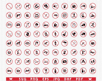 SVG Signs Prohibition,Warning Danger, Digital clipart, Files eps, jpg,Prohibition Design vector, Instant download  svg, png, dxf  for Cricut