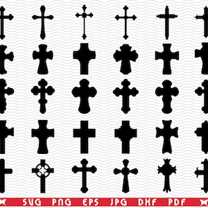 SVG Crosses, Black Silhouettes, Digital clipart, Files eps, jpg, Crosses Design vector, Instant download  svg, png, dxf  for Cricut