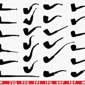 SVG Tobacco pipes, Black Silhouettes, Digital clipart, Files eps, jpg, Pipes Design vector, Instant download svg, png, dxf for Cricut
