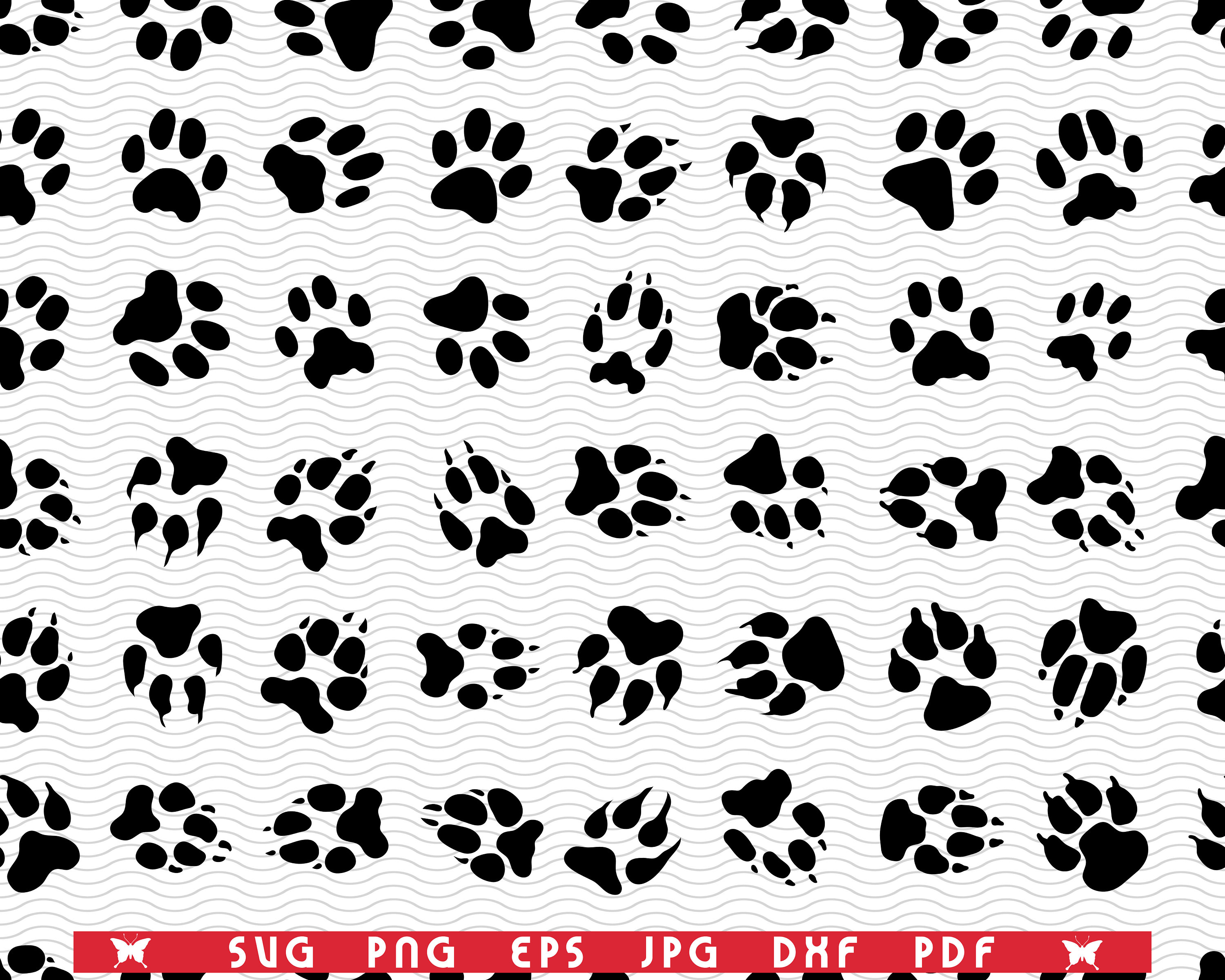 SVG Dog Footprints, Seamless Wallpaper SVG, Digital Clipart, Dog
