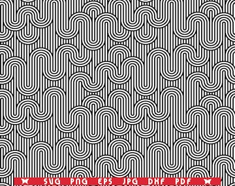 SVG Black White Lines Seamless Pattern, Digital clipart, Files eps, jpg, Wave Lines Design vector, Instant download svg, png, dxf for Cricut