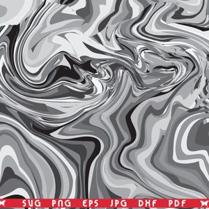 May include: Abstract digital art with a marbled effect in shades of gray and black. The design features swirling patterns and a fluid, organic aesthetic. The bottom of the image includes text: SVG, PNG, EPS, JPG, DXF, PDF.