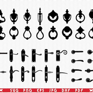 SVG, Türgriffe, Klopfer, Silhouetten, digitale Clipart, Dateien eps, jpg, Design Vektor, Sofortiger Download svg, png, dxf für Cricut