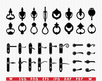SVG, Door Handles, knockers, Silhouettes, Digital clipart, Files eps, jpg, design vector, Instant download  svg, png, dxf  for Cricut