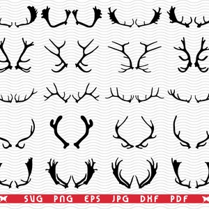 Deer Horns Silhouettes SVG for Cricut, Silhouette, Inkspace, ScanNCut, Instant download ZIP file: Svg, Png, Dxf, Eps, Jpg, Pdf