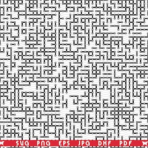 May include: Black and white digital art pattern featuring a complex network of interconnected lines and circles, creating a maze-like design. The pattern is dense and intricate, with a high level of detail. The bottom of the image has file type icons.