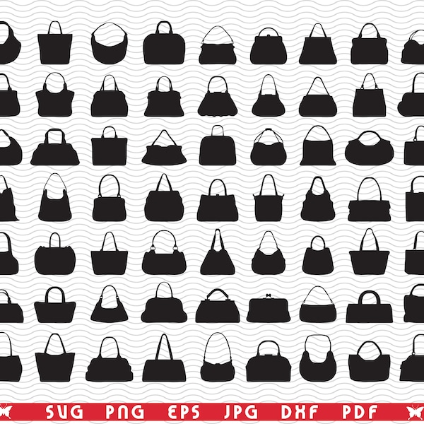 SVG  Handbags, Purse,Black silhouettes, Digital clipart, Files eps, jpg, Handbags design vector, Instant download  svg, png, dxf  for Cricut