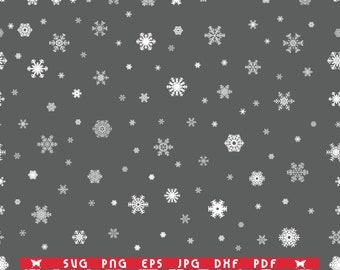 SVG Snowflakes, Seamless Pattern, Digital clipart, Files eps, jpg, Snowflakes Design vector, Instant download svg, png, dxf for Cricut