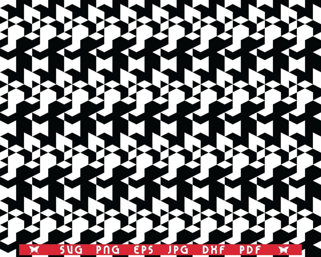 SVG Polygonal Mosaic, Seamless Pattern, Black White Digital Clipart ...