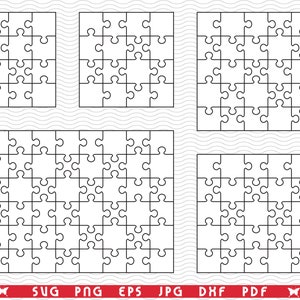 SVG Weiß Puzzles, Puzzle, Einzelteil, Digitale Clipart, Dateien eps, jpg, Puzzle Design Vektor, Sofortiger Download svg, png, dxf für Cricut