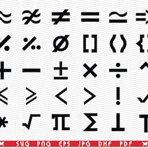 Maths Symbols SVG for Cricut, Silhouette, Inkspace, ScanNCut, Maths Symbols SVG Instant download ZIP file: Svg, Png, Dxf, Eps, Jpg, Pdf