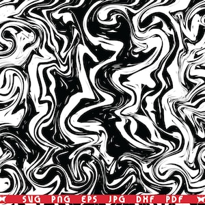 Op de afbeelding: Abstract zwart-wit wervelend patroon. Het ontwerp heeft een gemarmerd effect met vloeiende lijnen en rondingen. De afbeelding heeft een hoog contrast uiterlijk, met een mix van dikke en dunne lijnen.