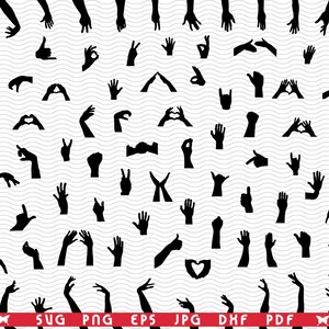 SVG Hands, Black silhouette, Digital clipart, Files eps, jpg, Hands Design vector, Instant download  svg, png, dxf  for Cricut